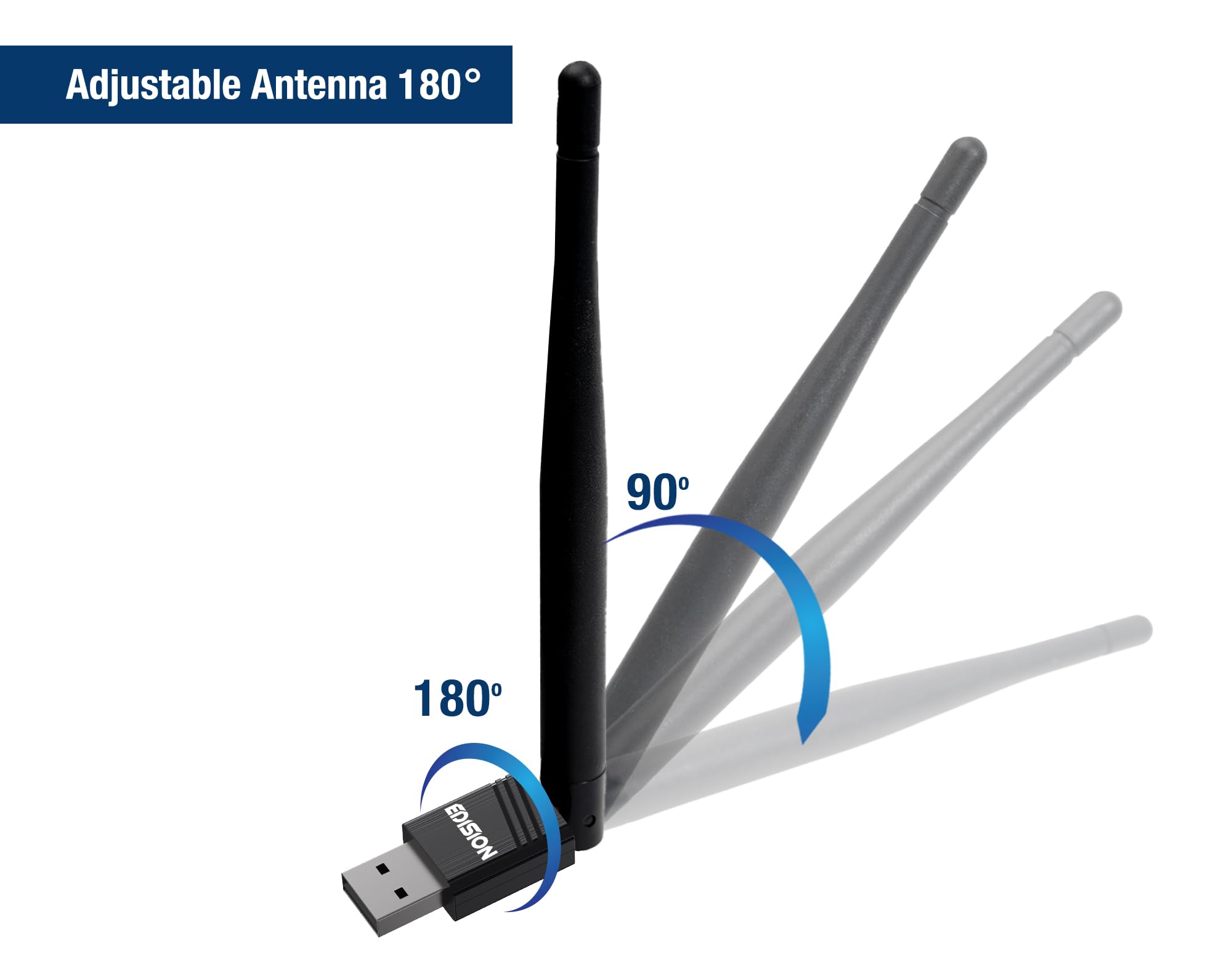 EDISION Adapter USB WiFi EDI-MEGA 2, klucz WiFi MTK7601, 150 Mbps, 2,4 GHz, antena przechylana, kompatybilny z Picco T265 pro HD, Ping T2/C, Proton S2 plus, mały, Picneck, Windows i Linux