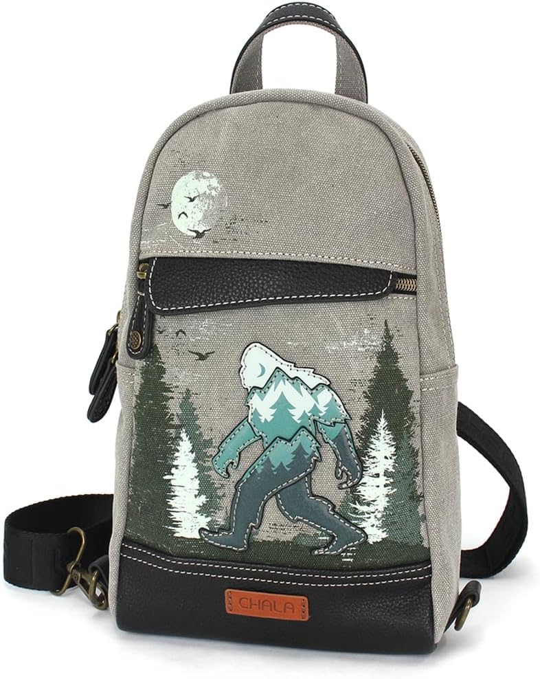 CHALA Canvas Sling Bag Women RFID Protected Canvas Crossbody Backpack with Adjustable Strap