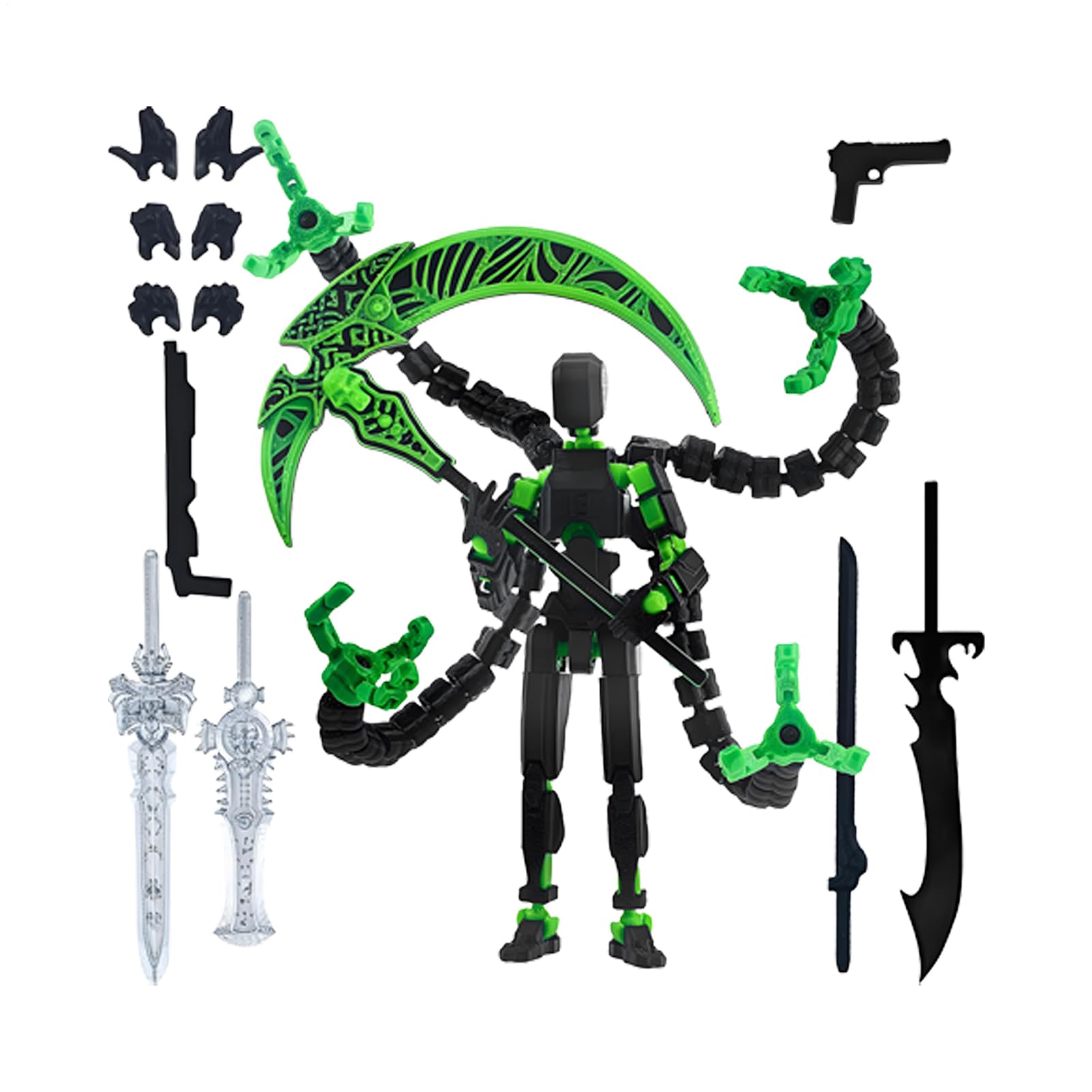 Assembly Completed Action Figure, 3D Printed Articulated Action Figure With Multi-Jointed Movable Parts, Flexible Sensory Toy For Collectors Fans, 7 Accessories 3 Hand Types, Adjustable Base