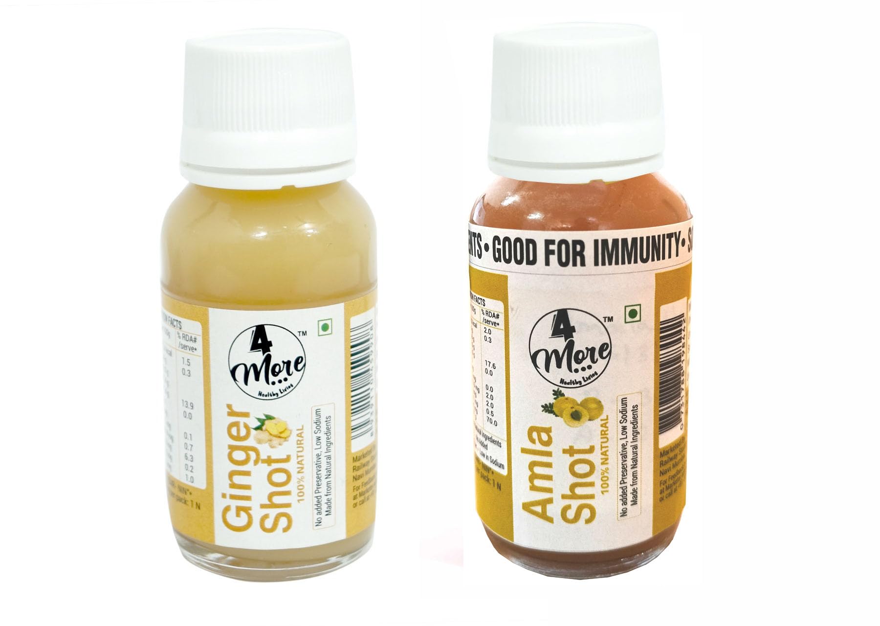 4more 100% Natural Cold Pressed Ginger Shot(240 Ml)(6X40 Ml)&Amla Shot(240 Ml)(6X40 Ml)Combo Pack|No Added Preservatives&Refined Sugar|Natural Ingredients Helps Improve Immunity&Digestion-image-30