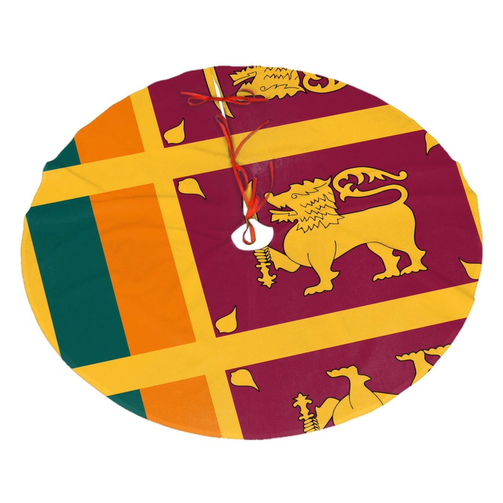 Sri Lanka Flag Printed Christmas Tree Skirt Christmas Plush Tree Skirt 48 inches (About 112.2 cm) Christmas