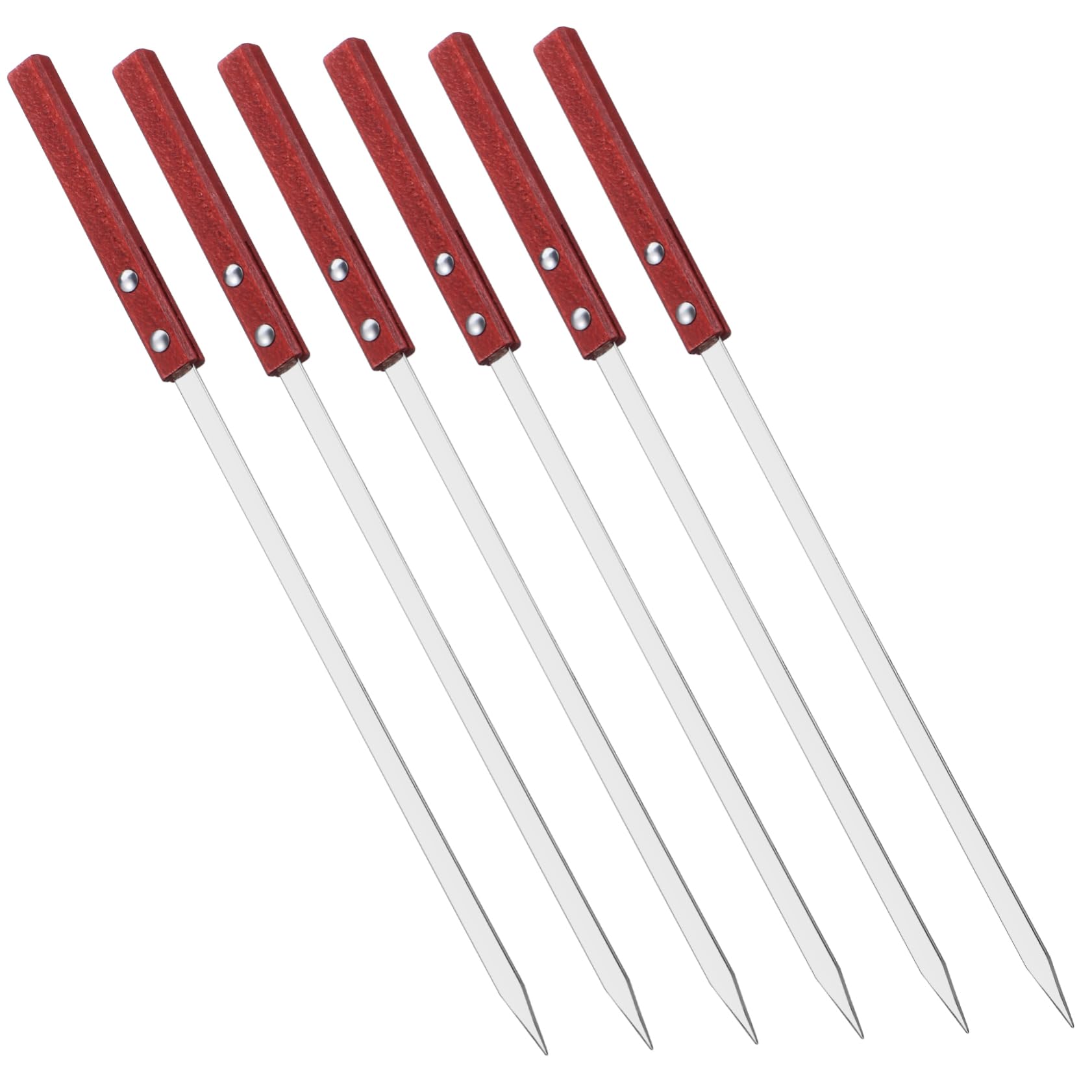 BESPORTBLE 12piezas Brochetas Inoxidable Para Barbacoa Mango De Madera Reutilizables y Resistentes Para Kebab y Verduras Utensilios De Grill y Picnics