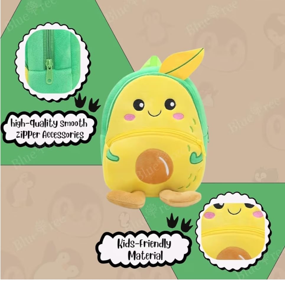 Image of Cute Mango Plush Backpack for Kids | Soft Cartoon Mango School Bag | Lightweight Toddler Backpack with Zipper Pocket | Nursery, Preschool & Travel Bag for Boys and Girls | 35CM