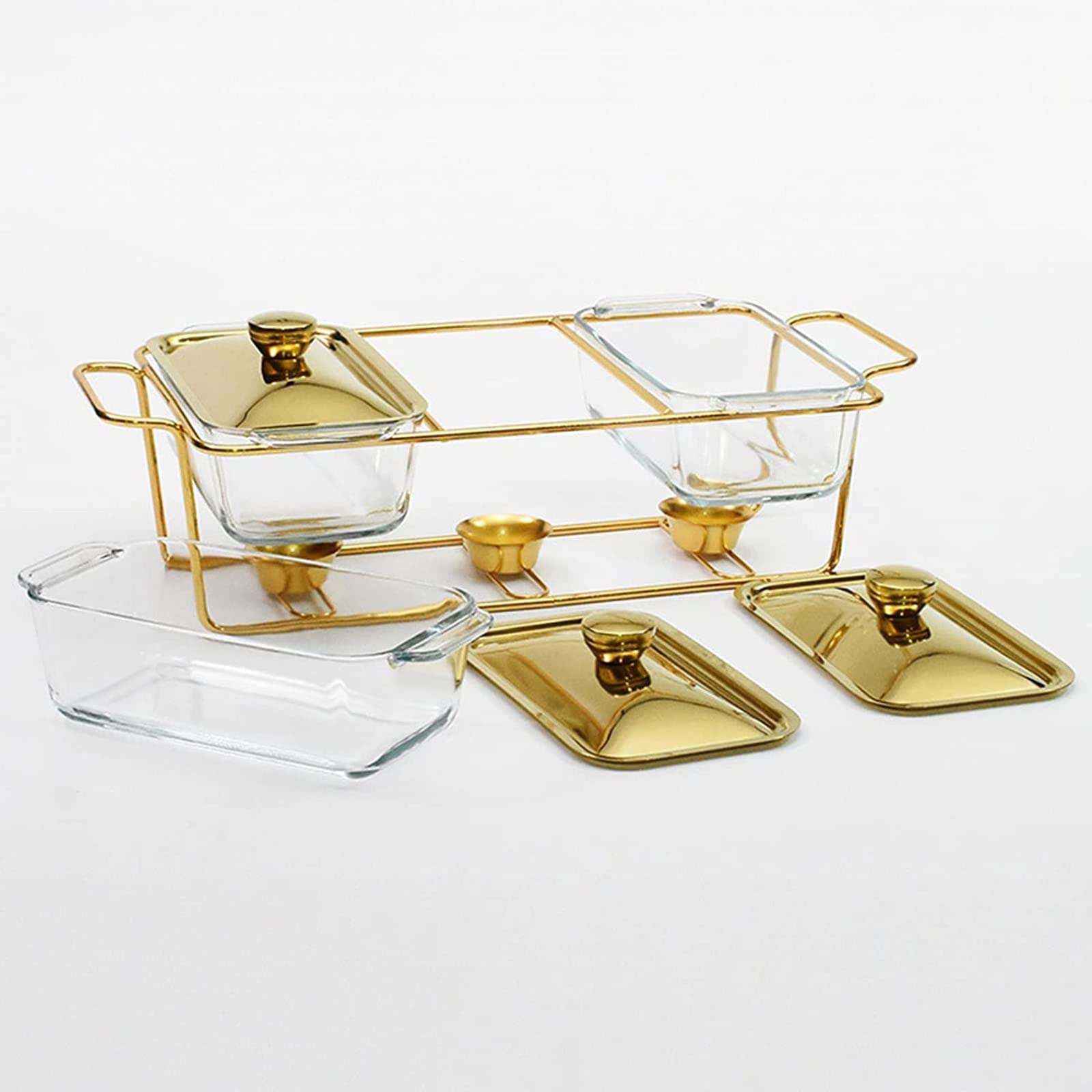 Chafing Dish Buffet-Set, rechteckig, Edelstahl, Chafers und Buffet-Wärmer mit Tabletts, Pfannendeckel, Rahmenständer für Küche, Party, Bankett, 3 x 1,3 l