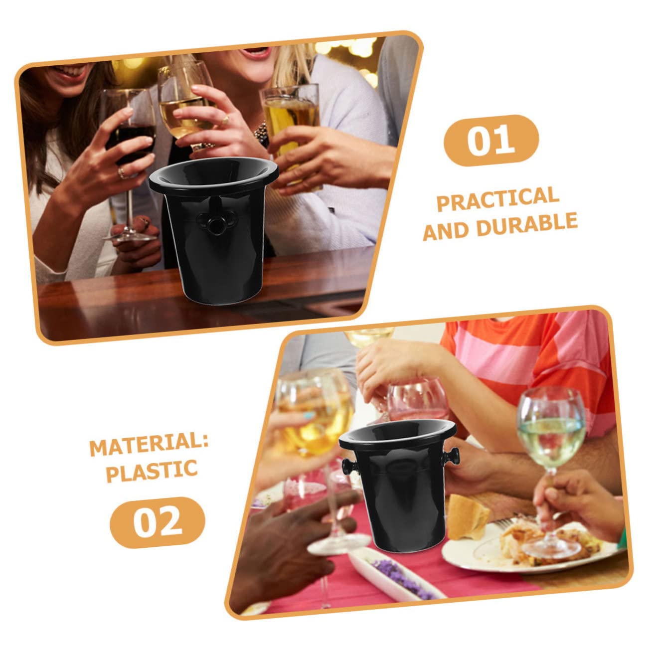 Secchielli Sputacchiere per Vino 2 Pezzi in Plastica Nera | Botte per Degustazioni, Cestello Vino Funzione Ghiaccio e Cubetti, Festival Birra Decor per Cantine ed Esposizioni