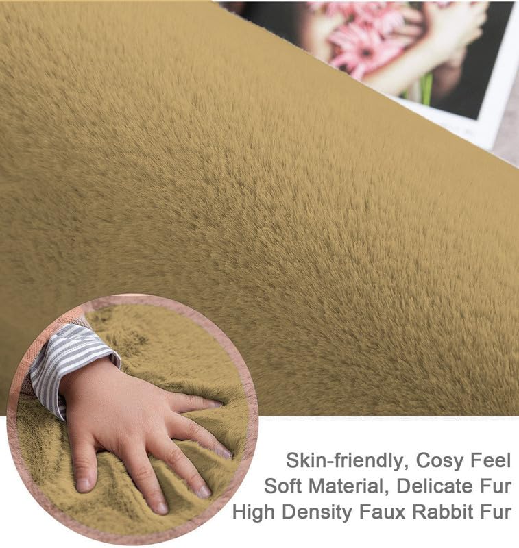 Image of Rabbit Fur Area Rug 6x8 Ft | Super Soft Plush Carpet with Anti-Slip Backing | Washable Luxury Rug for Bedroom, Living Room & Home Decor