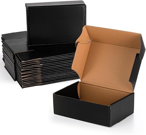 Dicunoy Paquete de 30 cajas de cartón, cajas de envío pequeñas de 9 x 6 x 3 pulgadas, caja de cartón corrugado negro para enviar por correo, cajas