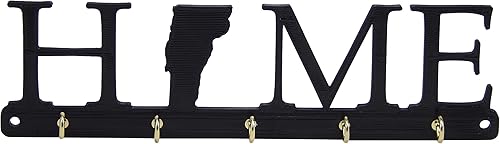 Vermont Home State - Perchero rústico para llaves, decoración de pared - Organización de joyas de entrada, inauguración de la casa, regalo de agente