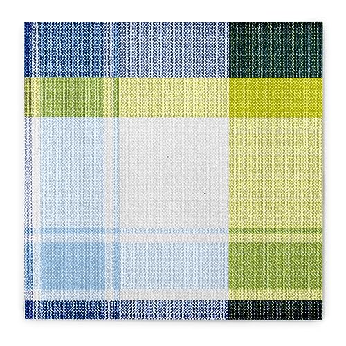 Sovie HOME Serviette MARC in KIWI-BLAU, 40 x 40 cm, Linclass® Airlaid, 1/4 Falz, 12 Stück, stylischer Karo Look – hochwertige, saugfähige Serviette für moderne Tischdekoration