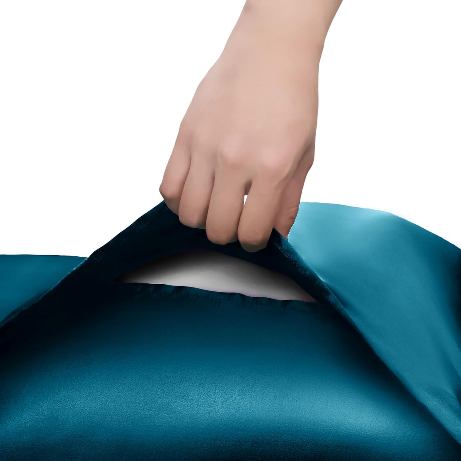 Homiest Ruffle Satin Body Pillow Cover, Silky Satin Body Pillowcase with Envelope Closure, Luxury & Ultra Soft Long Pillow Cases for Hair and Skin, Ruffled Long Pillow Shams (Dark Teal) - Image 6