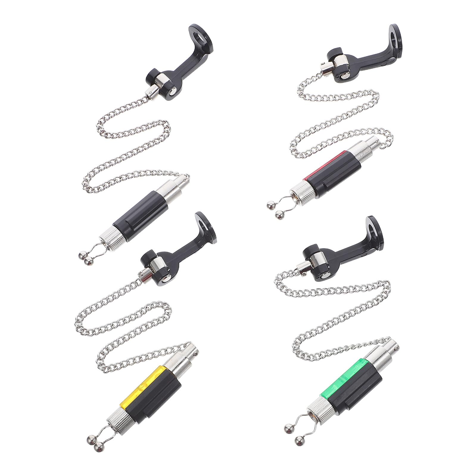 ULTECHNOVO 4 Pezzi Indicatori Allarme Pesca Silenziosi Swingers Catena Flessibile Alta Sensibilità Senza Luce Clip Canne Accessori per Pesca e Ambienti Naturali