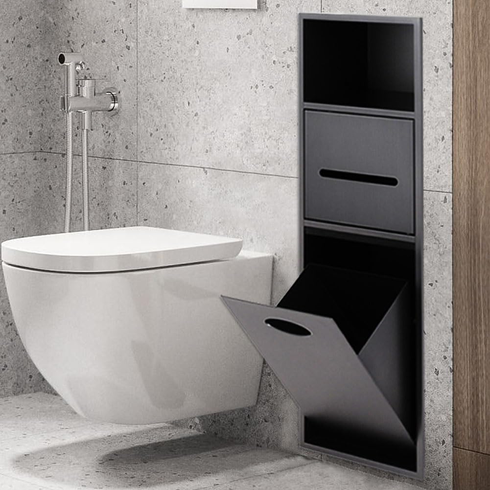 Nicchia Per Doccia In Acciaio Inossidabile, Mensola Per Stanza Incorporata, Nicchia Per Wc Per Bagno/Shampoo/Stoccaggio Di Prodotti Per L'Igiene Personale, Ripiani Per S,BIDHCKQ50064-Black-One Size