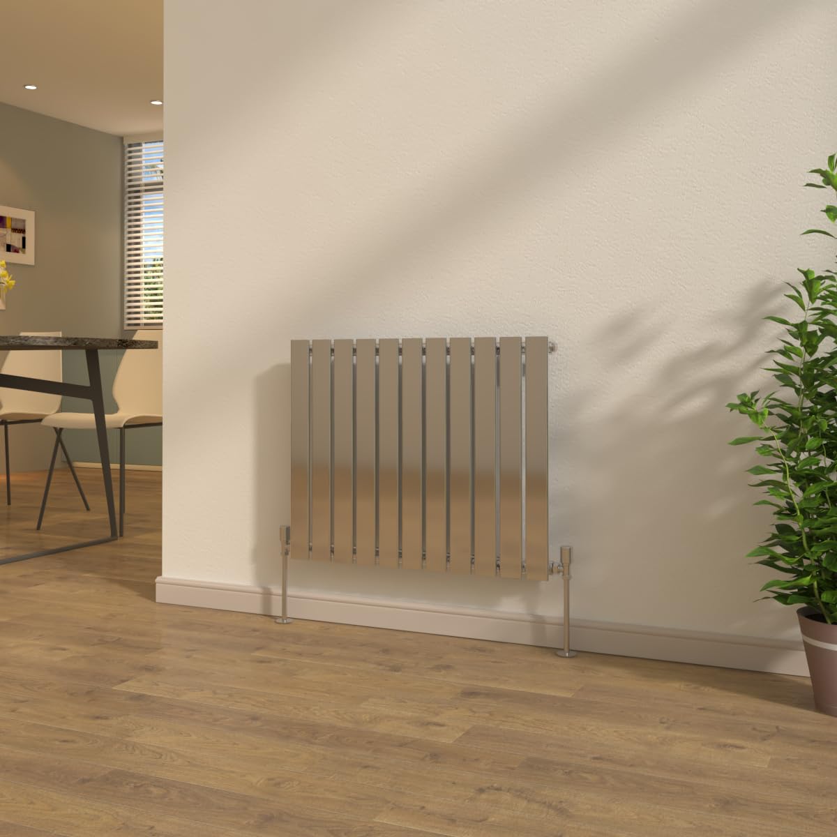 NRG Chrome Single Column Designer Radiator 600x748mm with Valves — image 1