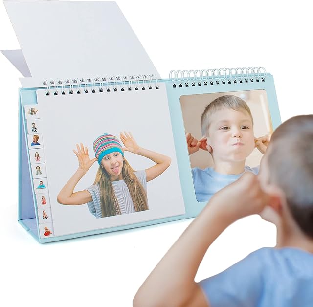 beetoy Sensory Toys for Autism& Special Needs Kids with Feeling Cards & Mirror Boost Emotional Learning - Foldable Autism Mirror for Social-Emotional Development & Anxiety Relief