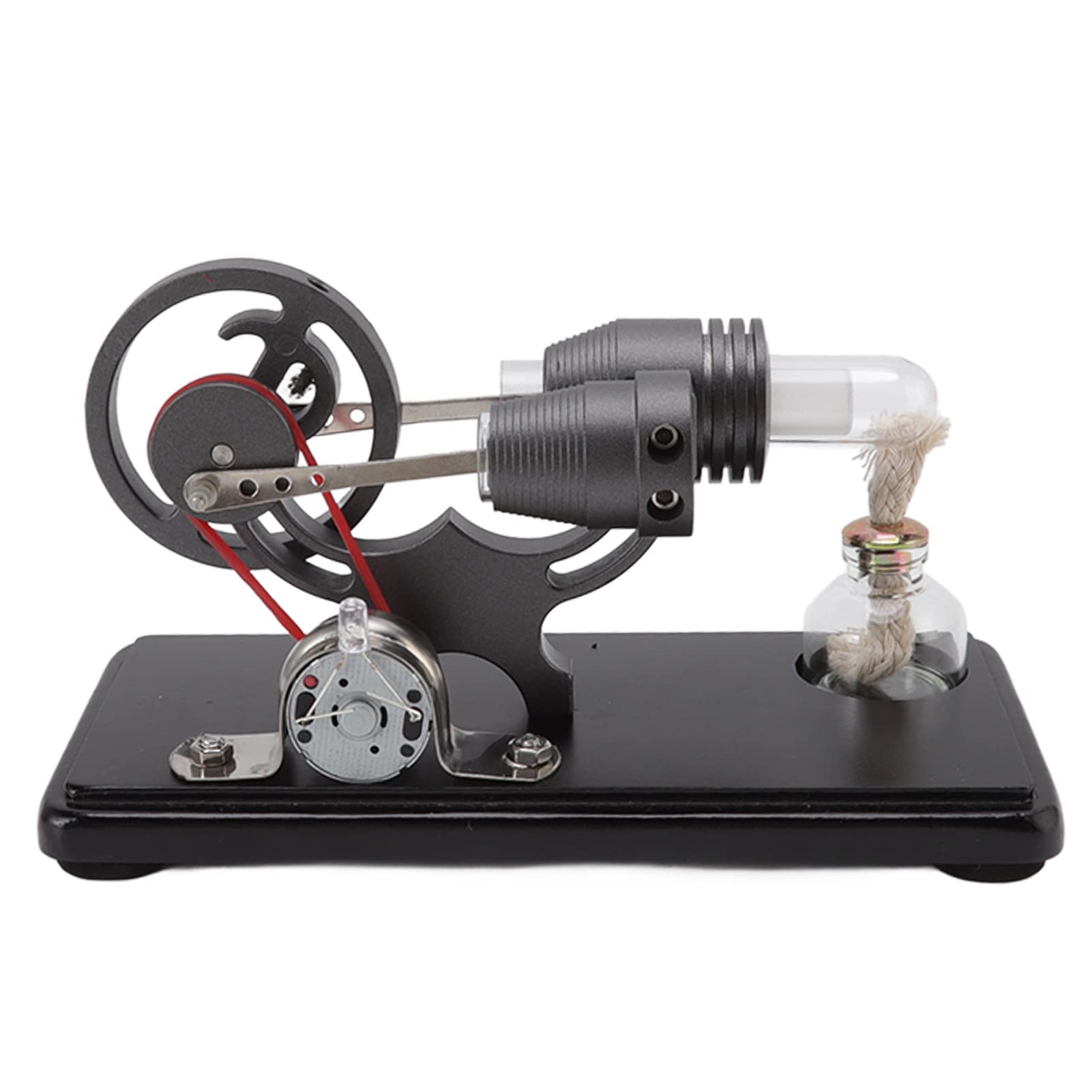 Jeanoko Stirlingmotor-Modellbausatz, Schwarz, Leistungsstarkes Lernspielzeug für Wissenschaftliche Projekte und Demonstrationen, Design aus Zinklegierung und Glas
