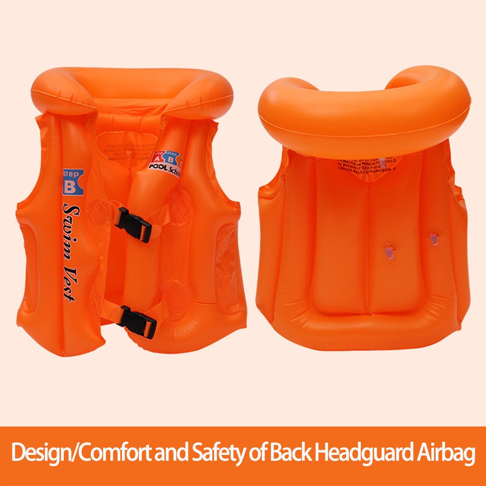 Generisch Kinder Outdoor Schwimmweste Sommer Strandkleidung Einstellbare Schwimmhilfe Für Wasseraktivitäten Leichte Bequeme Sonne (Orange, 6-12 Years)