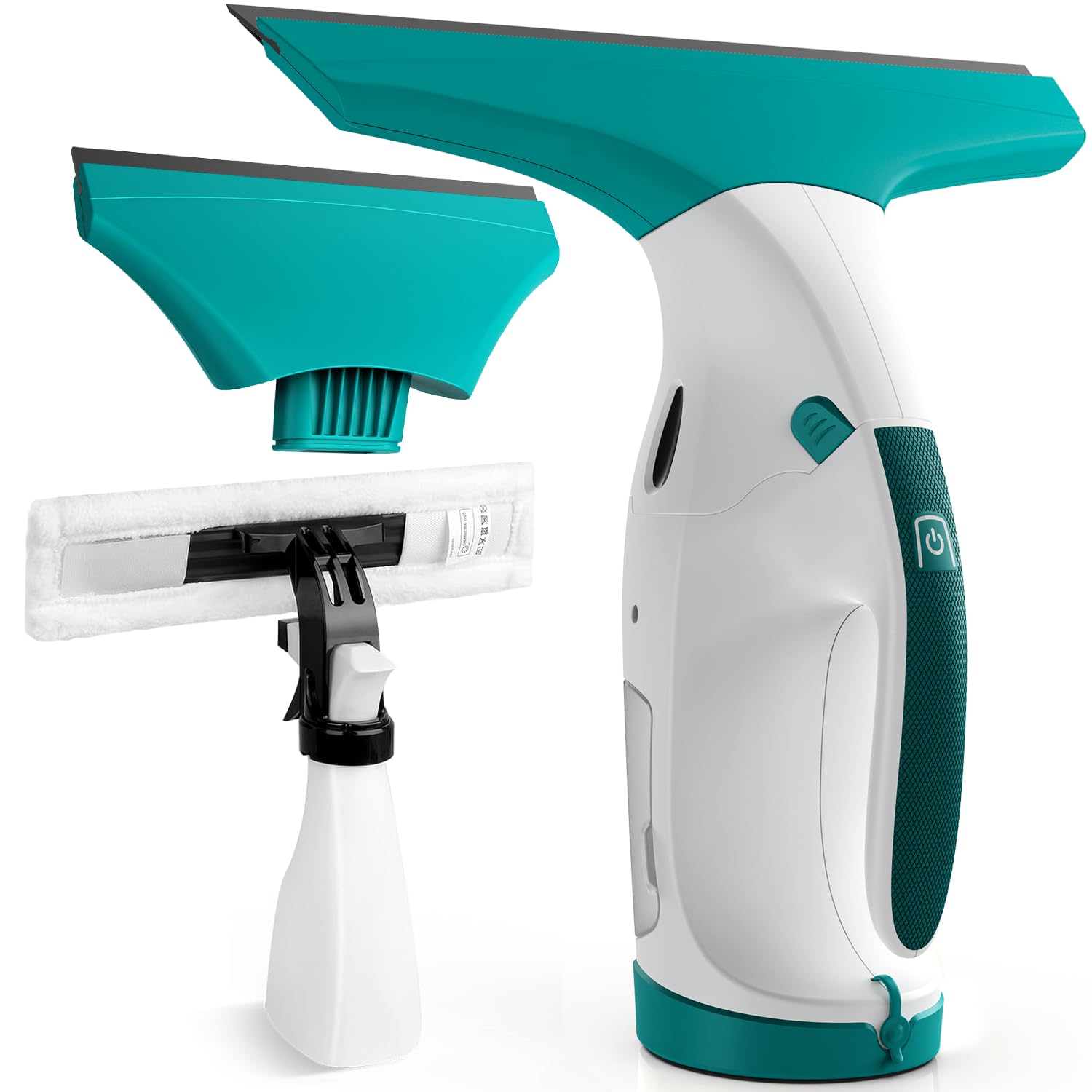 Eave Window Vac Kit, Upgraded Cordless Window Vacuum with 17cm & 28cm Suction Nozzles, Electric Window Cleaner with 40min Runtime and 270ml Water Tank, Suitable for Windows, Mirrors, Bathroom,WC09（WH）