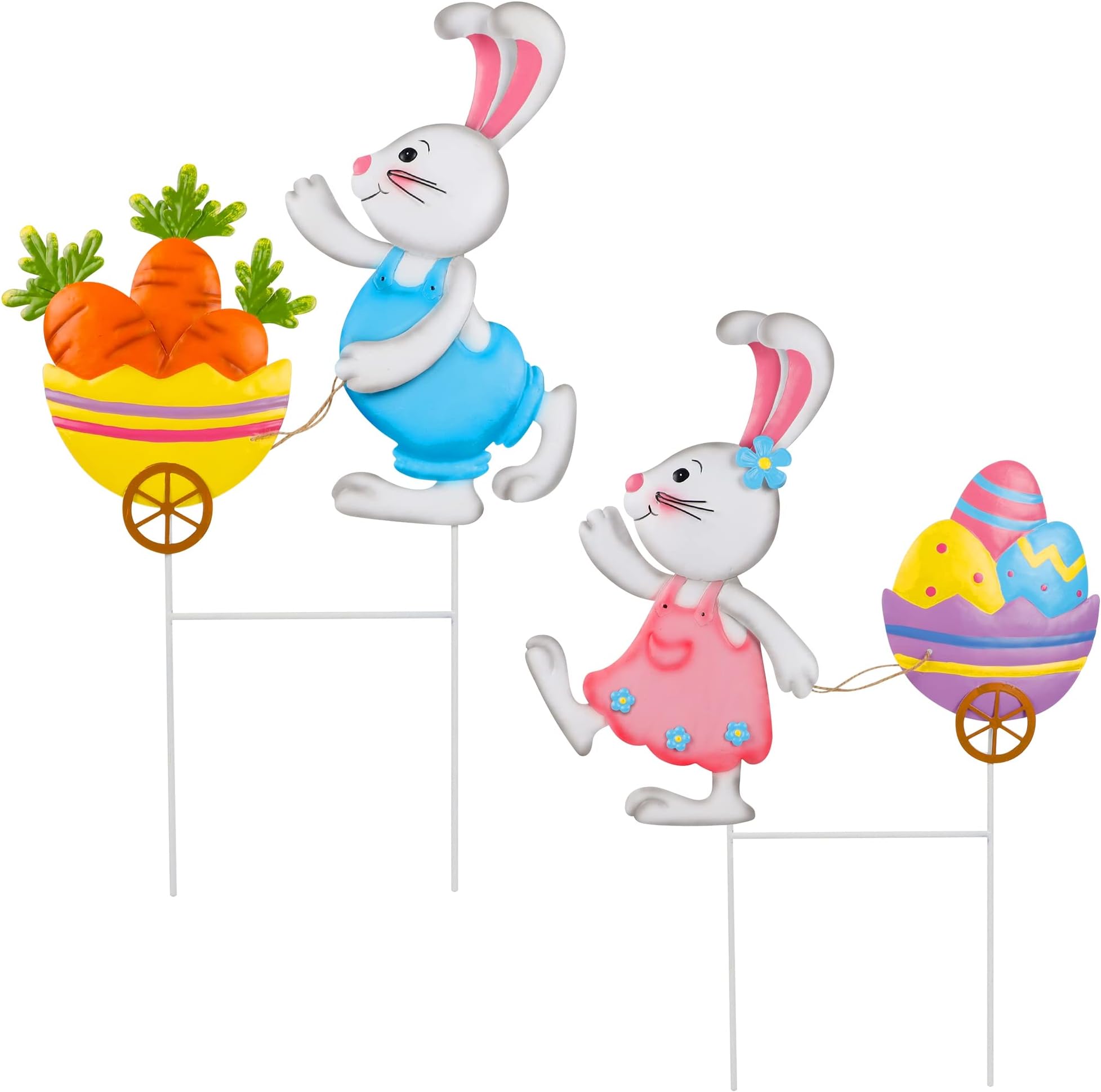 4pcs Metal Easter Yard Signs Outdoor Decorations Easter