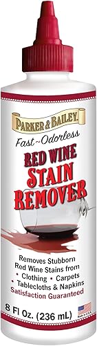 Parker & Bailey Removedor de manchas de vino tinto, eliminación instantánea de manchas, removedor de manchas sin olor de acción rápida para