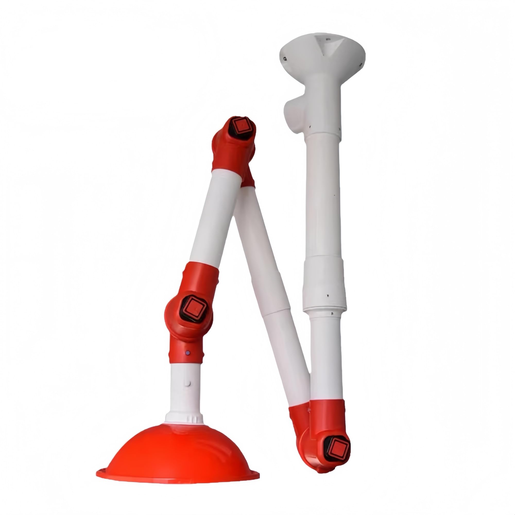 Brazo extractor de humos de 3 secciones ajustable PP campana de escape colección de gas montaje en techo de laboratorio móvil rojo blanco gris (rojo)
