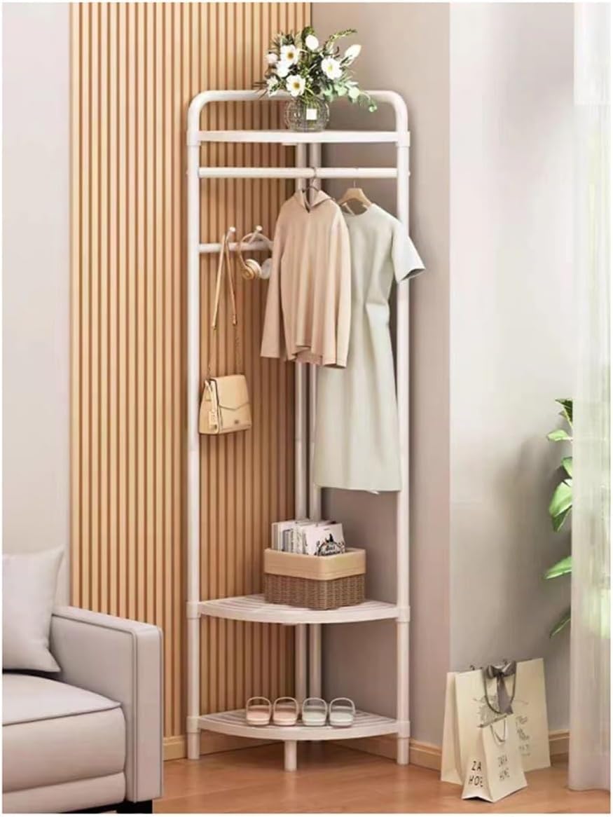 Porte-vêtements d'angle multifonctionnel blanc pour retrouver le plaisir d'un intérieur ordonné