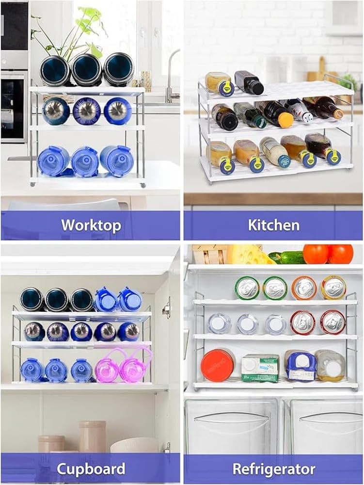 Organizzatore impilabile per mensole da cucina con