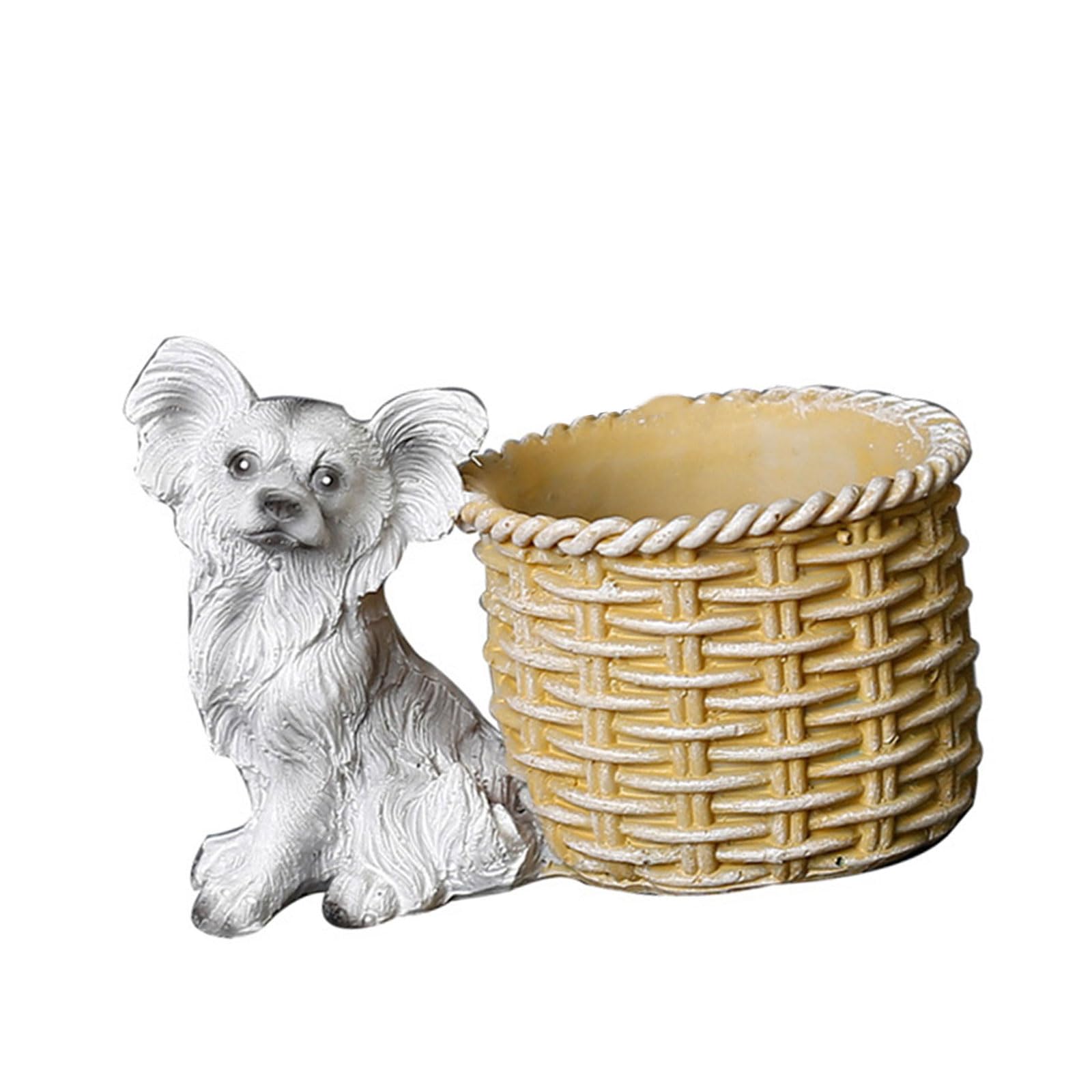 HZGFNBZ Decorative Planter Puppy Resin Statue Dog Sculpture Plant Container Flower Basket for Home and Gardens Decoration Resin Flower Basket