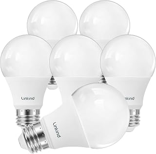 Linkind A19 LED Bulbs 60W Equivalent 2700K Soft White 800 Lumens 8.5W Non-Dimmable E26 Base 6 Pack Energy Efficient