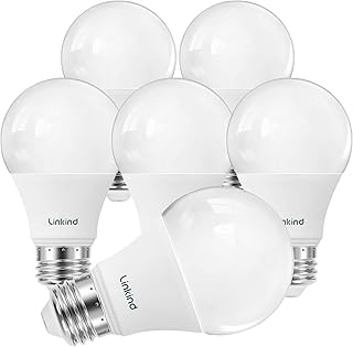 Linkind A19 LED Light Bulb, 60W Equivalent, 2700K Soft White Light Bulbs, 800 Lumens 8.5W Non-Dimmable LED Bulbs, E26 Standard Base, Energy Efficient for Bedroom Home Office, 6 Packs