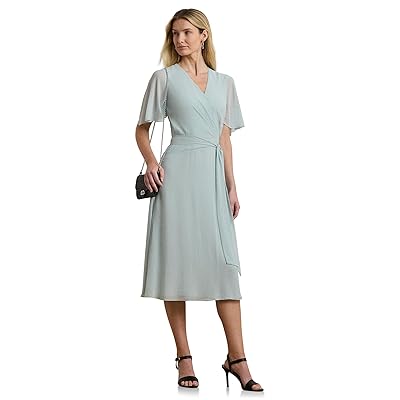 Lauren Ralph Lauren Belted Georgette Dress Women