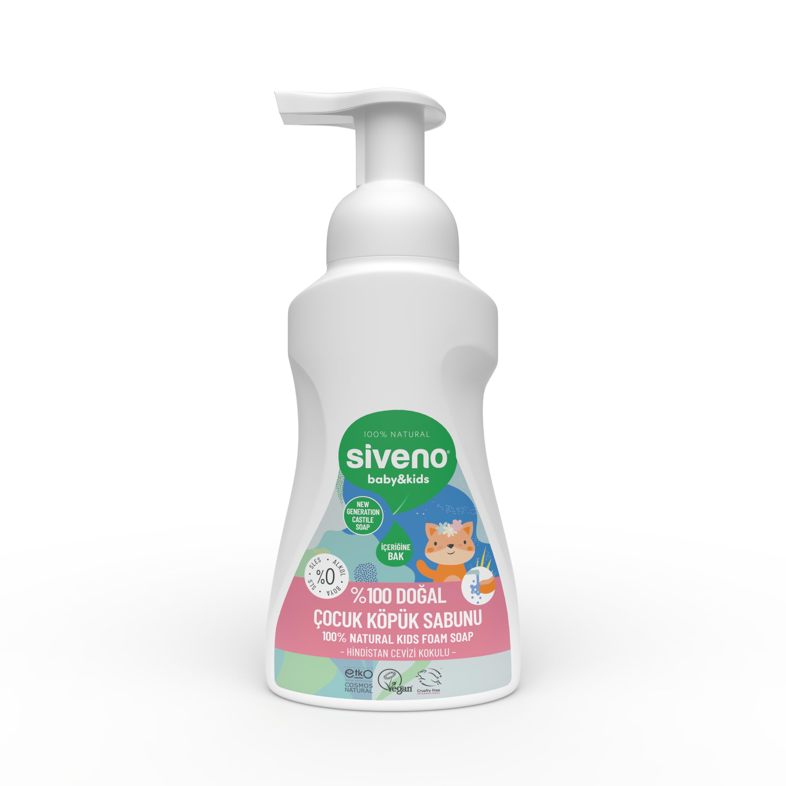 Siveno%100 Doğal Zeytinyağlı Çocuk Köpük Kastil Sabun Yoğun Nemlendirici Arındırıcı Bitkisel Vegan 250 ml