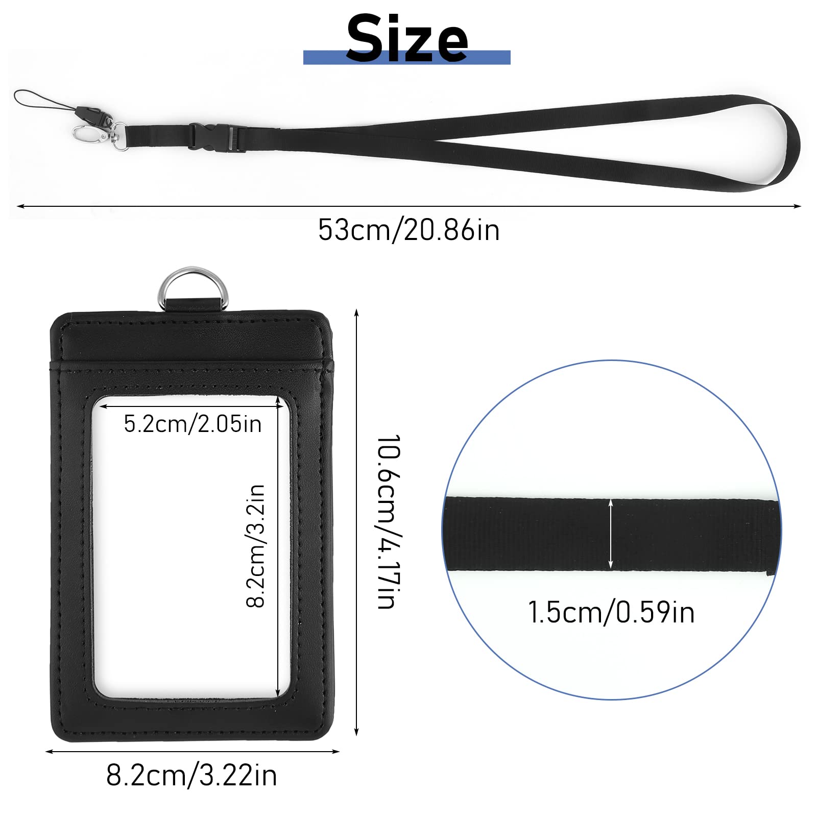 Porte-Badge TIESOME Avec Bobine Poignet - Support Carte ID Transparent - Vertical