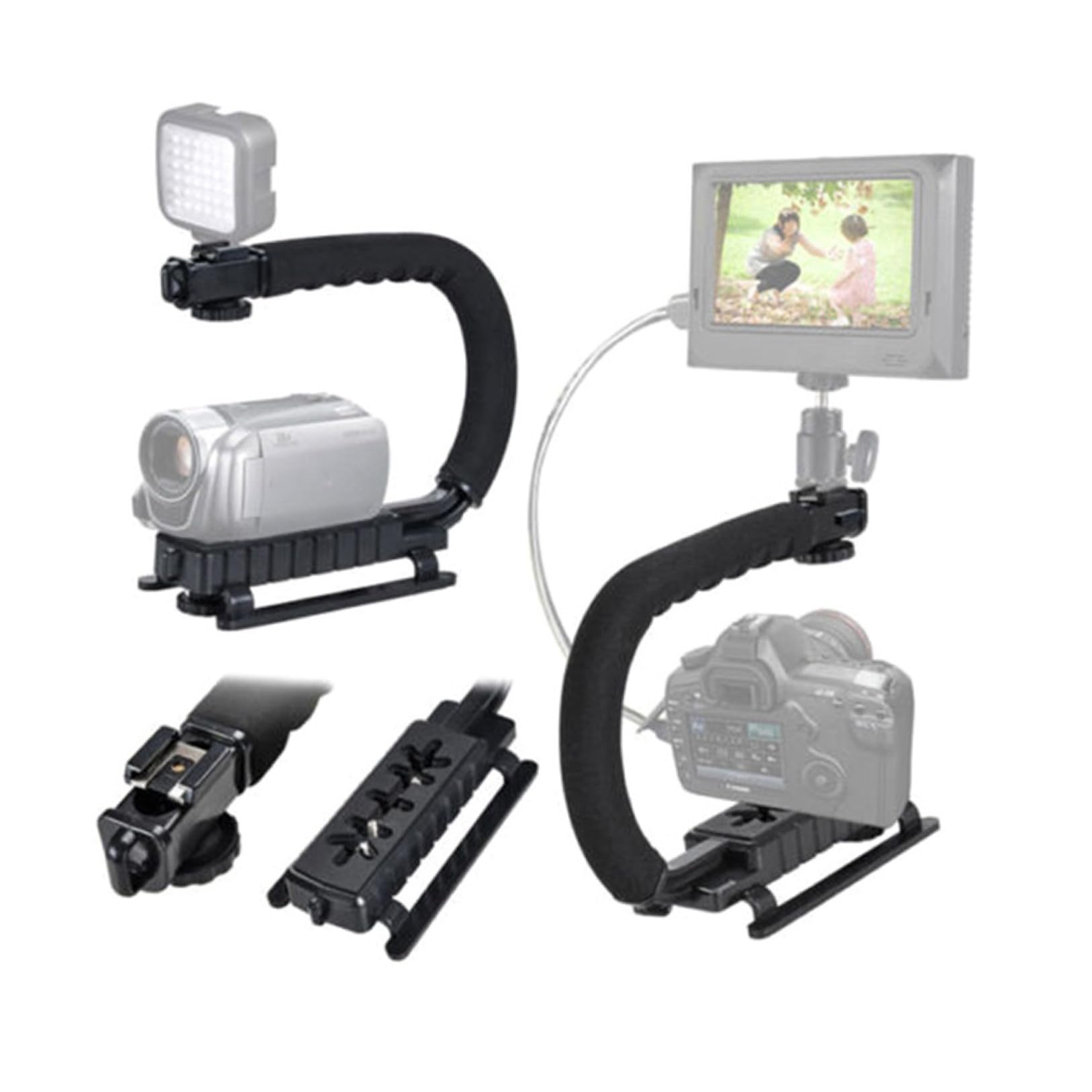 NUOBESTY Stabilizzatore Videocamera Portatile U Tipo con Impugnatura Maneggevole per Riprese Video Stabilizzate e Fotografie Nero