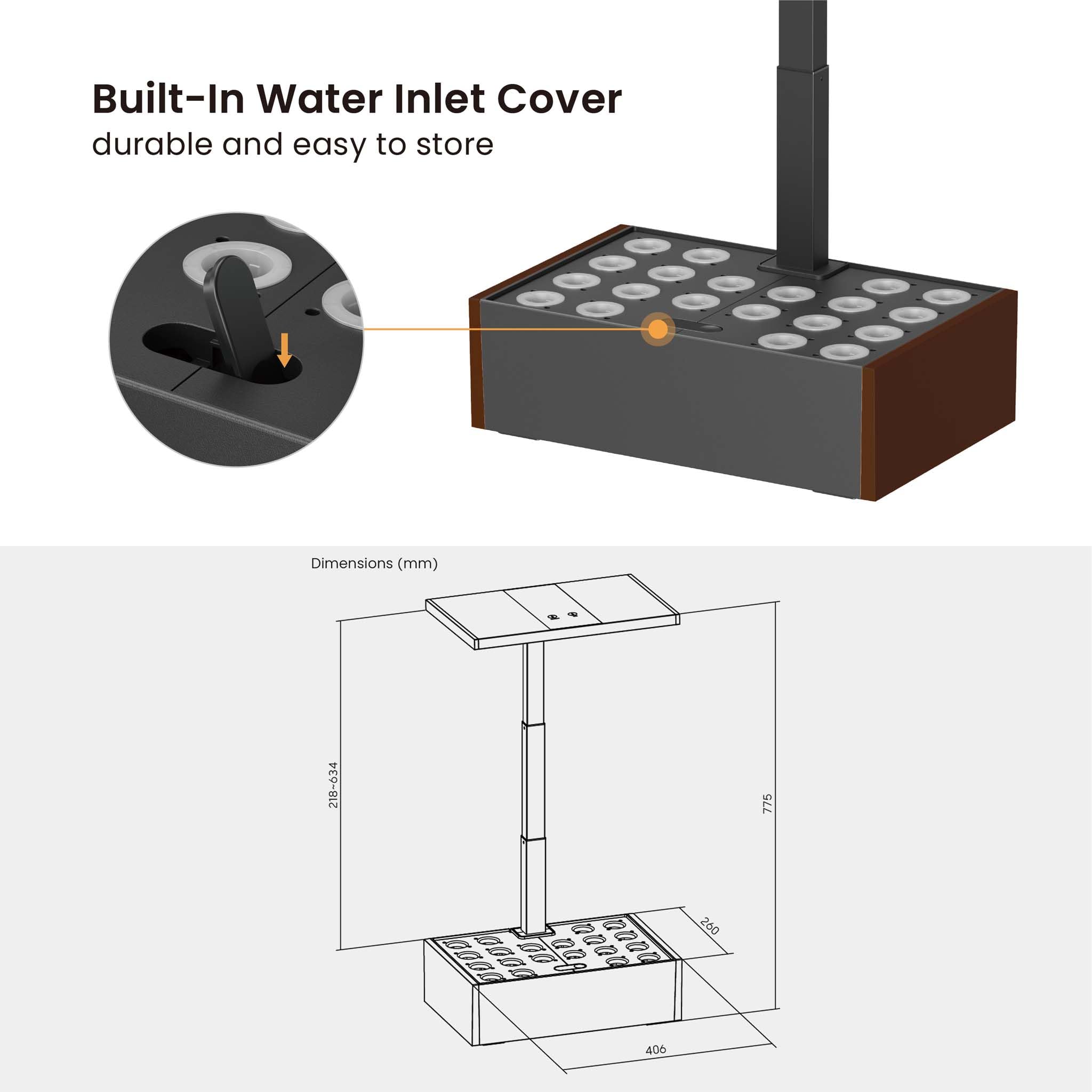 Wiltec Indoor Gartensystem braun, Smart Garden höhenverstellbar, Hydroponisches Anzuchtsystem für 20 Pflanzen, Kräutergarten mit LED-Beleuchtung