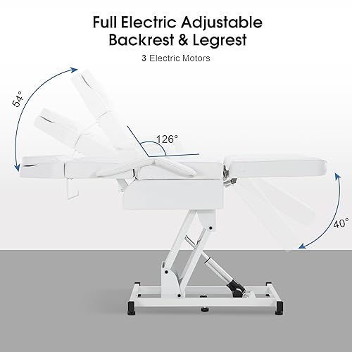 Miniatura 4 de BarberPub Cama facial totalmente eléctrica con 3 motores para esteticista, silla eléctrica de tatuaje para cliente, cama facial para esteticista,