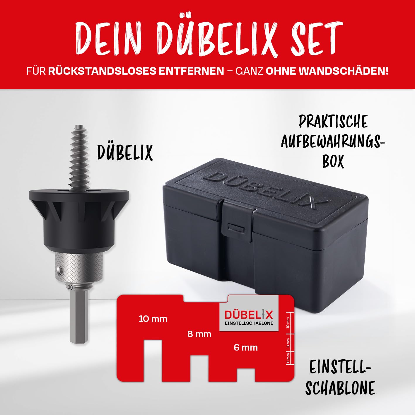 Dübelix – Accesorio Para Quitar Tacos Sin Dañar La Pared – Compatible Con Cualquier Atornillador Inalámbrico (6-10 Mm)
