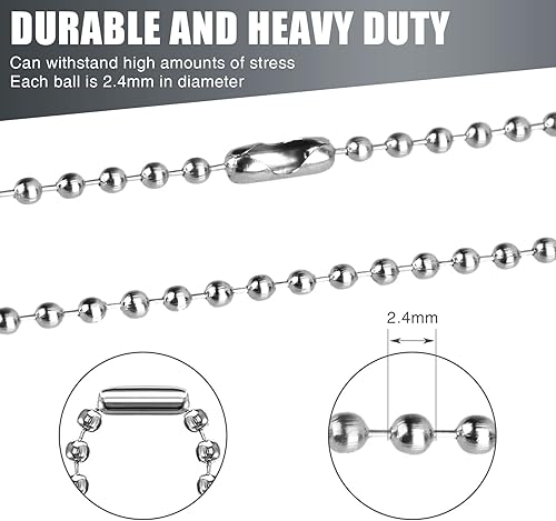 Miniatura 3 de 10 cadenas de placa de identificación para perro, collar de cadena de bola, cadenas de placa de identificación para hombre, cadena de metal chapado