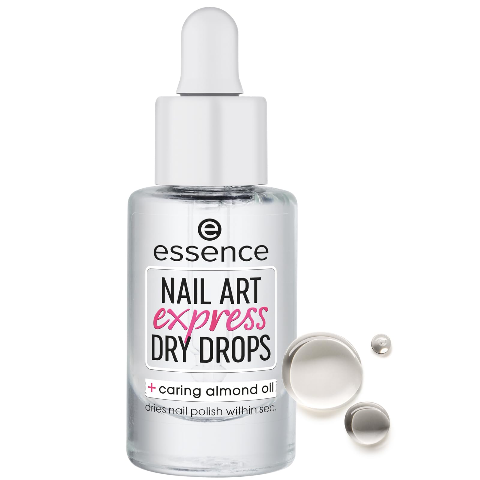 essence nail art express dry drops – Transparenter Nagellack-Trockner – Nagel-Pflege mit Vitamin E & Mandelöl – Schnelltrocknend – Vegane Kosmetik – 8 ml
