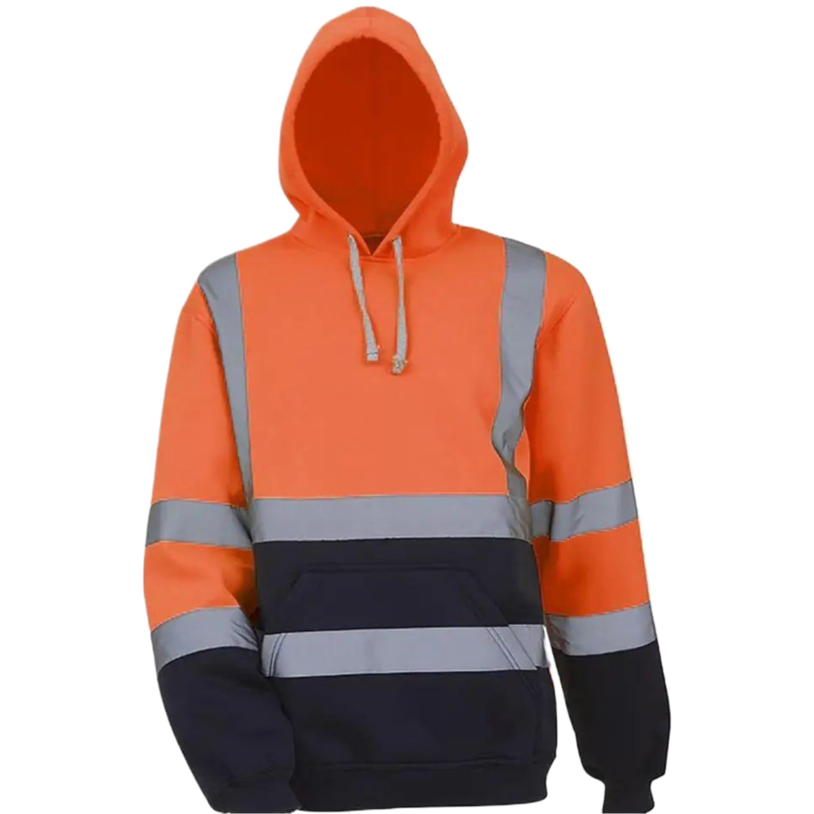 Sudadera reflectante naranja de alta visibilidad con capucha y bolsillo frontal para trabajo talla L