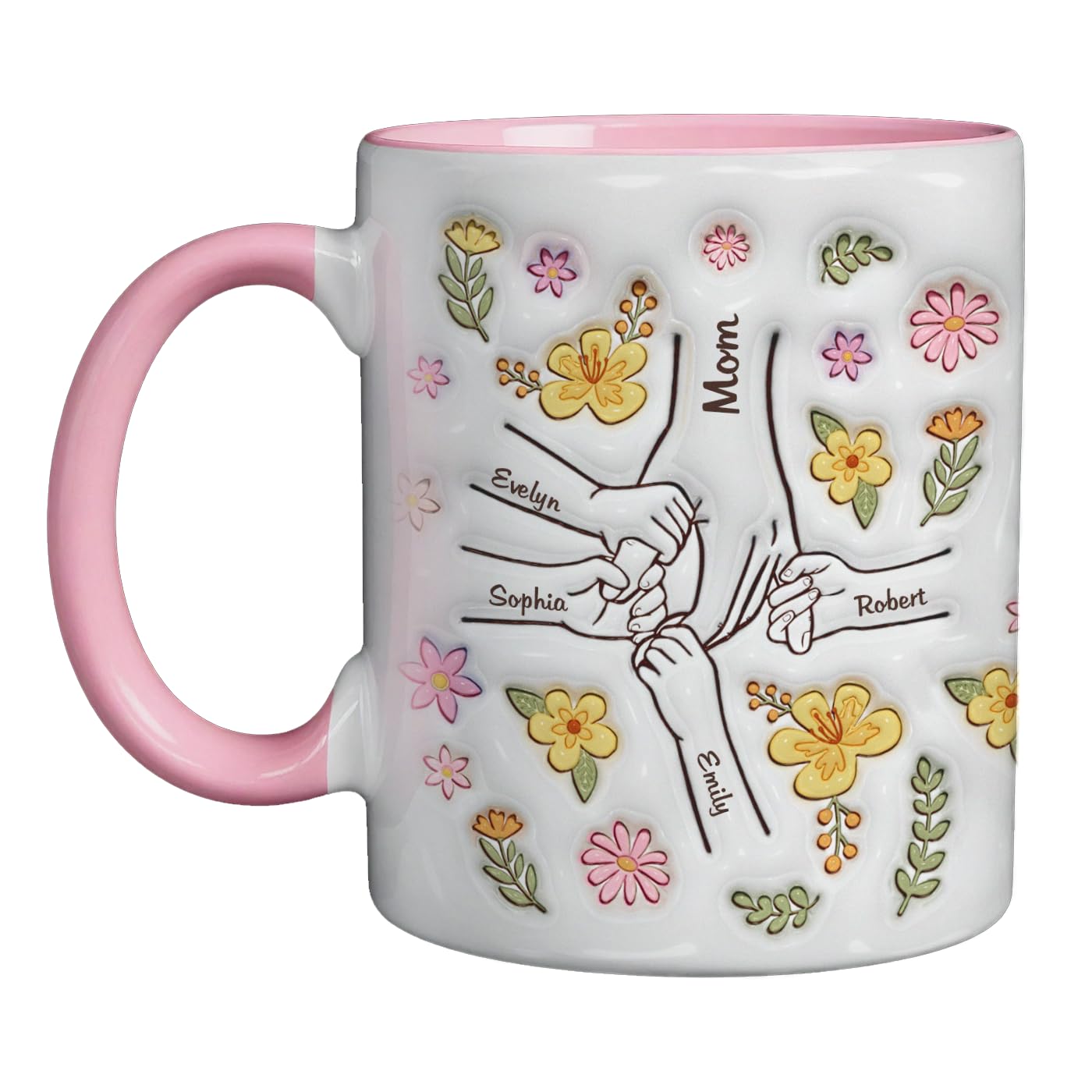 Pawfect House Mothers Day Gifts For Mom Grandma Birthday Gift, 2D Custom Coffee Mug, Mother's Day Mug, You Hold Our Hands Also Our Hearts, Mom Gifts From Daughters Sons, Accent Ceramic Coffee Mugs