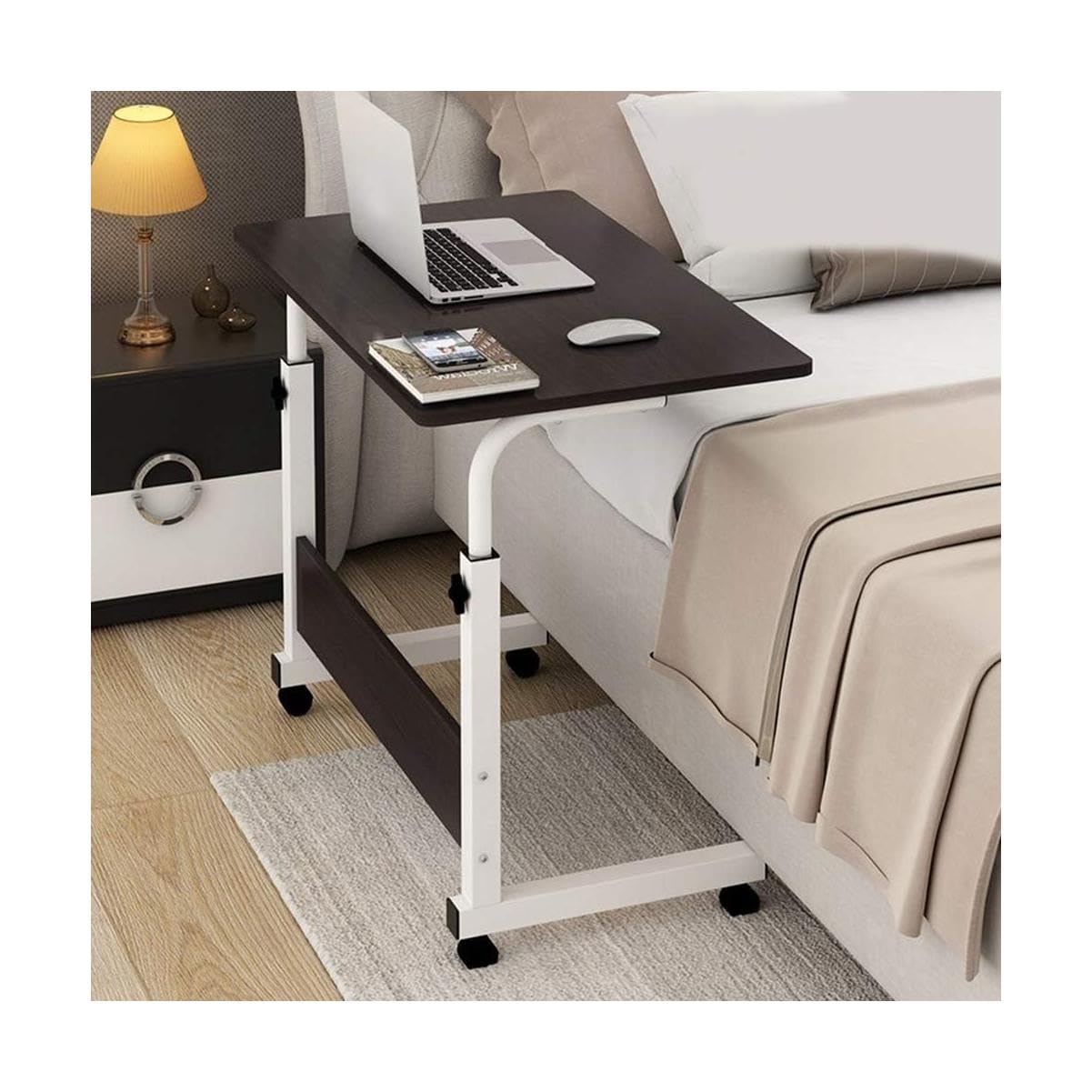 Bureau debout mobile avec roulettes et table de lit pour ordinateur portable