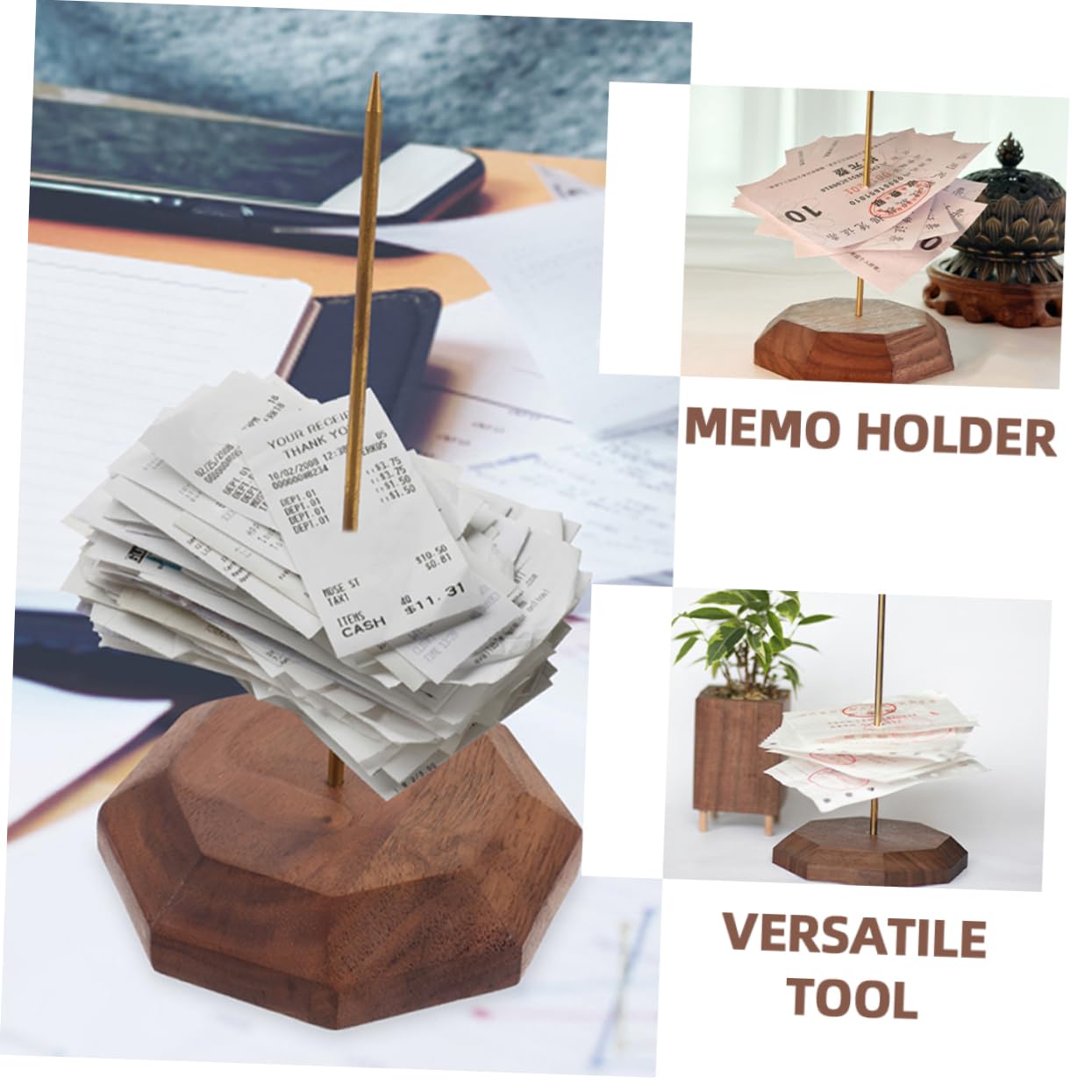 OSOLADY Organizer Straight Pole Paper Holder Menu Summons Fork Bill Fork Receipt Holder Spike Metal Paper Holder Metal Check Spindle Menu Spike Memo Holder Spike Stick Copper