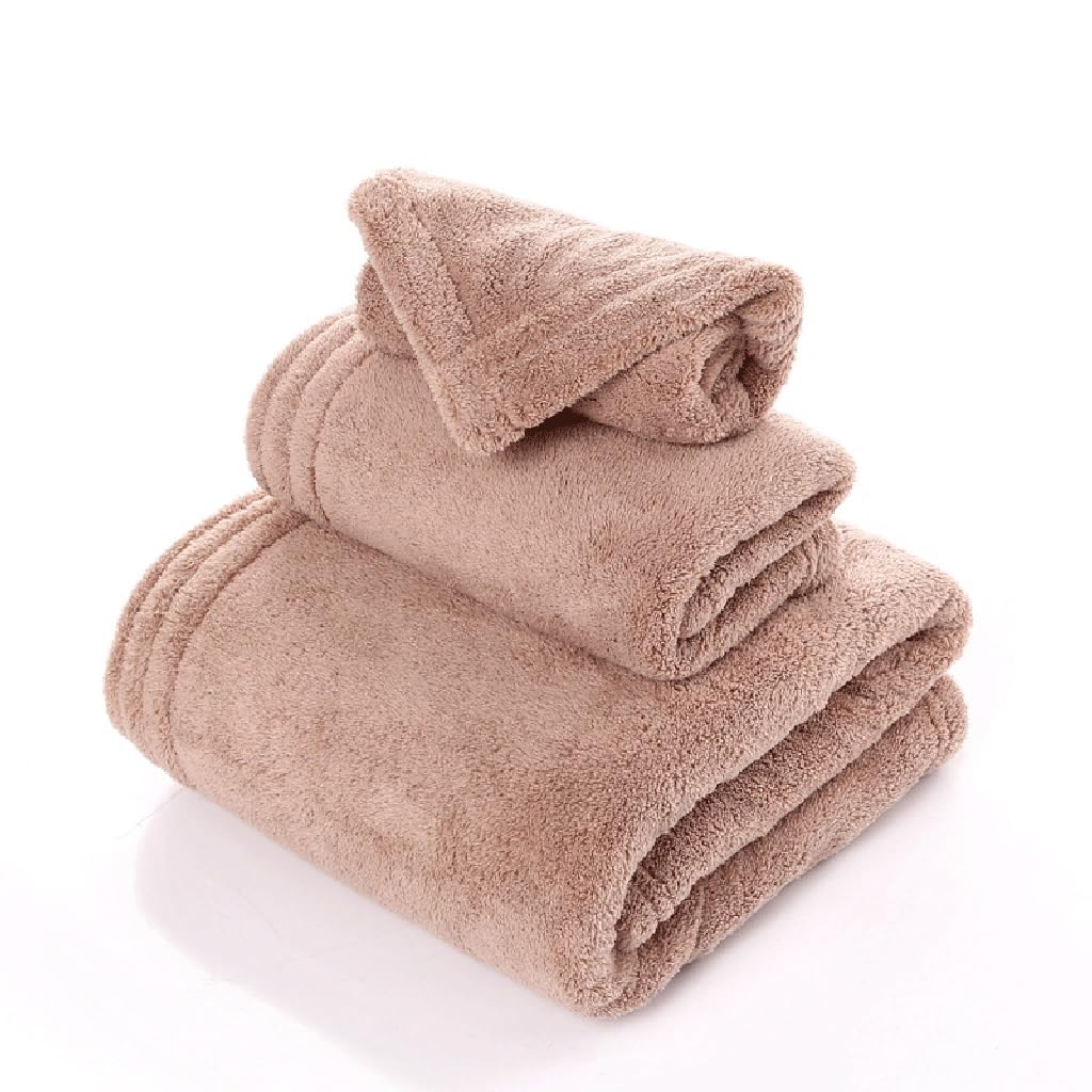 Serviette de bain en velours corail haut de gamme parure de 3 serviettes finitions de luxe