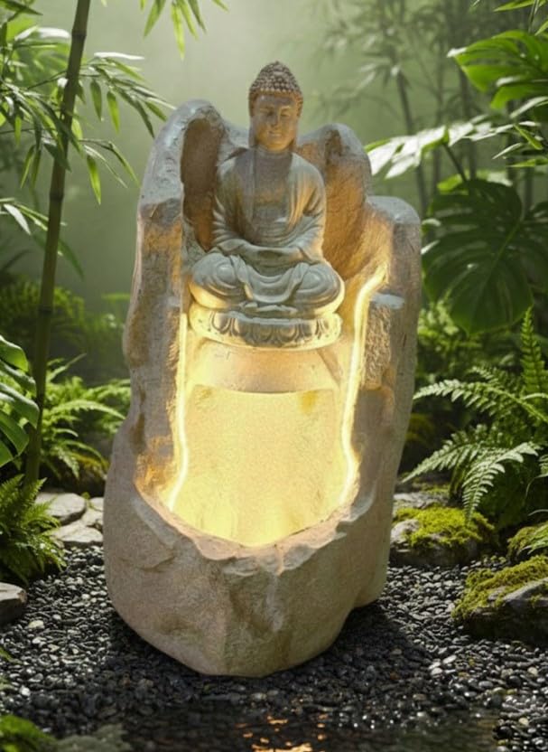 Image of 2.3Feet Lord Ganesha Water Fountain with LED Lights | Indoor Outdoor Decorative Showpiece for Home, Temple, Office & Garden Decor
