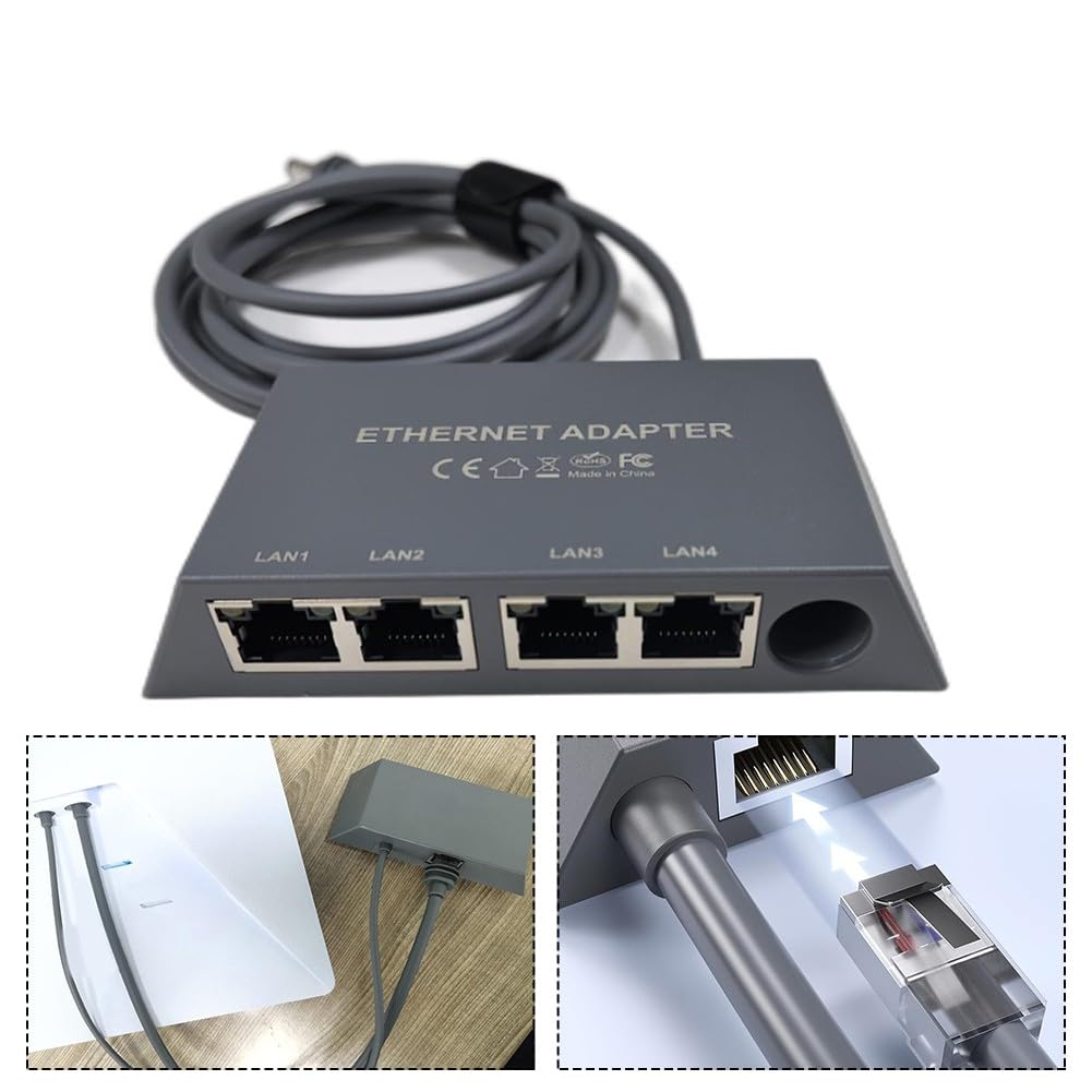 Adattatore Gigabit Ethernet a 4 porte per Starlink Gen 3 e Mini, splitter di rete RJ45 con cavo da 0,5 m, Plug and Play per router, PC, console di gioco, grigio