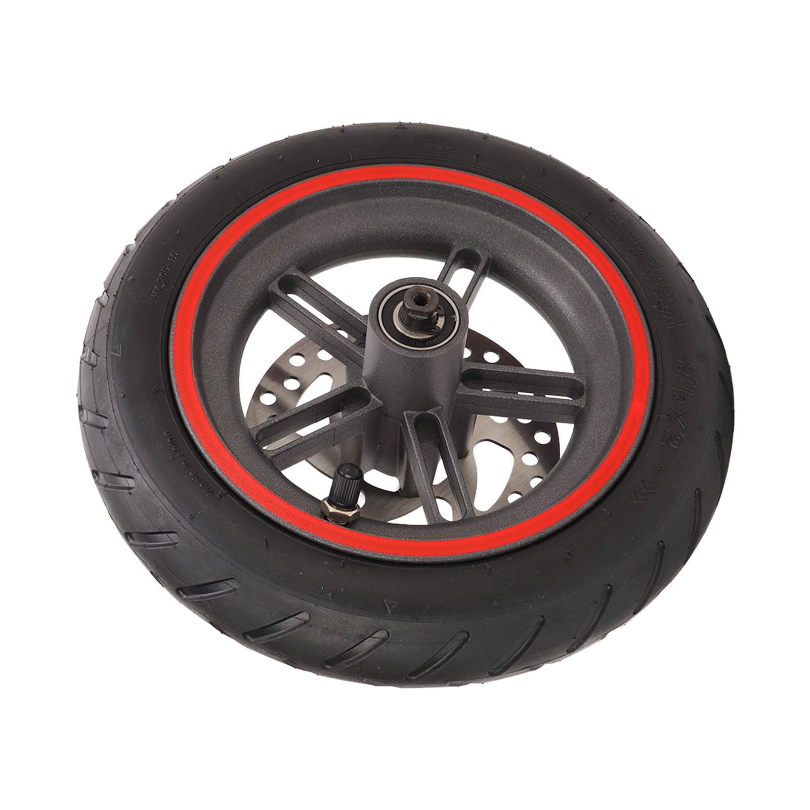 Dilwe Roue Arrière pour Trottinette électrique PRO PRO2 M3, Disque de Frein de 120 Mm avec Pneu Pneumatique Rouge, Moyeu Robuste en Alliage D'aluminium et Antidérapante cannelée.