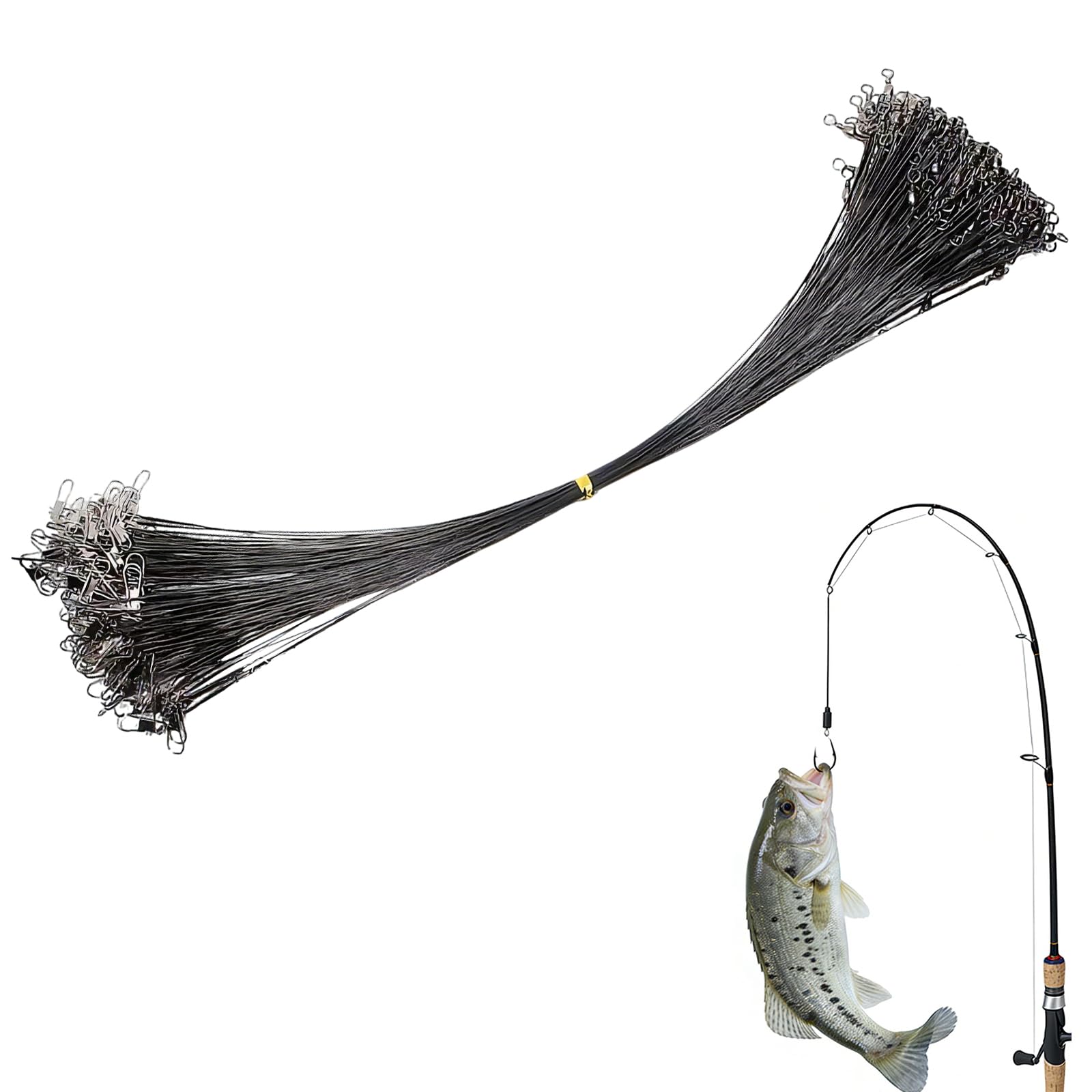 25 Pcs Lure Wire Traces for Pike & Zander Fishing, 30cm Steel Leaders with Swivels for Spinning