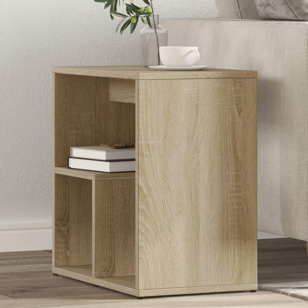 Juego de 2 mesas auxiliares de roble Sonoma, madera de roble, 50 x 30 x 50 cm, con estante de almacenamiento y tablero robusto para salón, dormitorio, pasillo, junto al sofá, cama