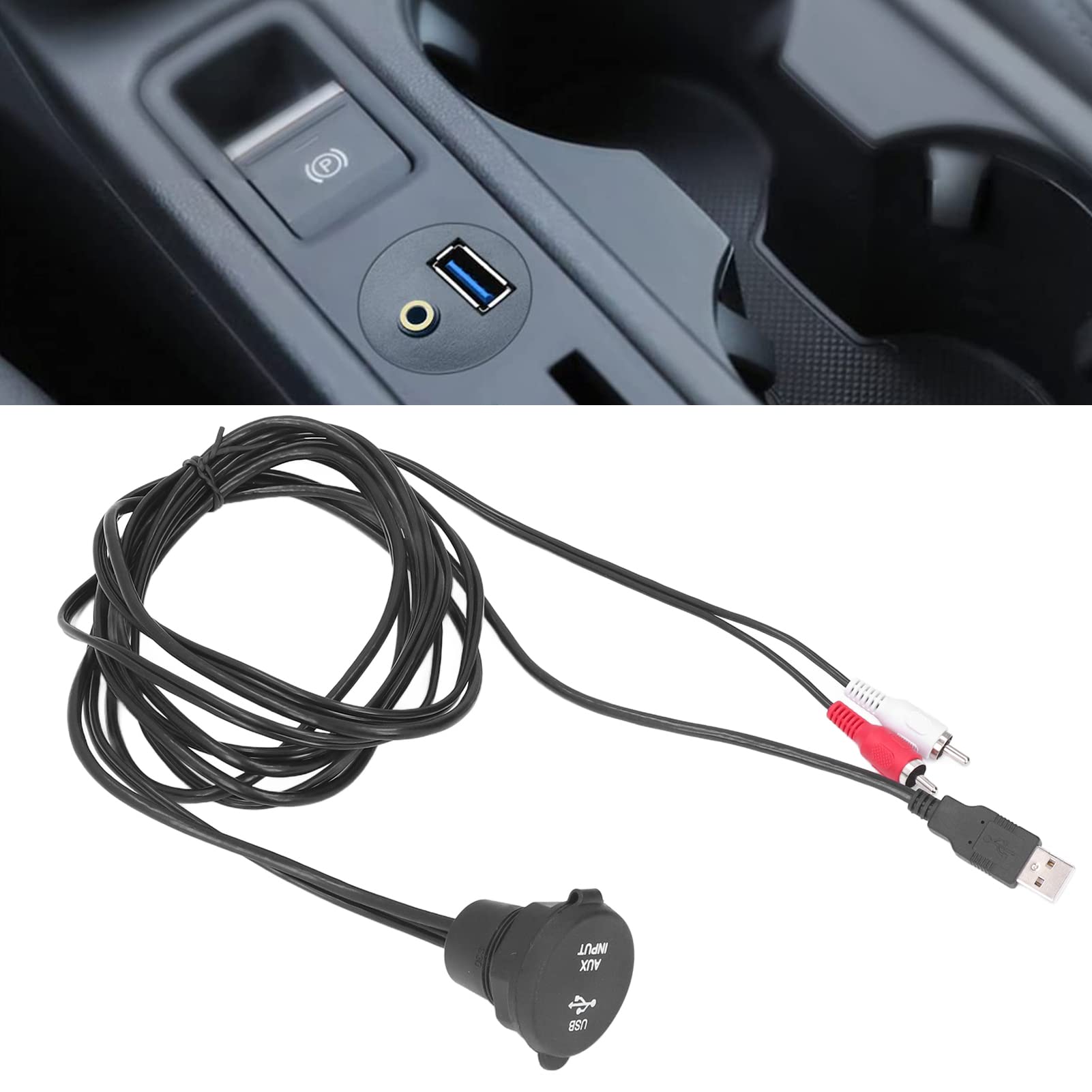 Zestaw przedłużaczy USB 3.0 do montażu podtynkowego, wtyk męski na żeński, 2 wtyki na 3,5 mm żeński, wodoodporny, odporny na promieniowanie UV, do samochodu, motocykla, łodzi,