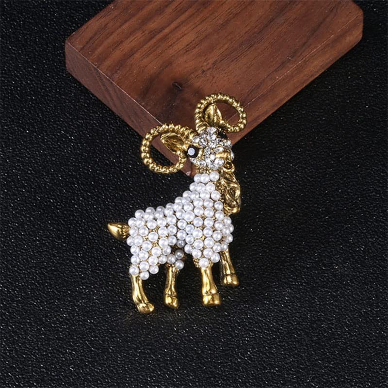 Acxico 2Pcs Fashion Alloy Pearl Goat Brooch and Fun Donkey Brooches Animal Pin Funny Cute Cartton Style Kid Gift, White , Black4